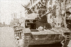 Давид Минскер. Советские танкисты на лёгком танке Т-26 на одной из улиц 