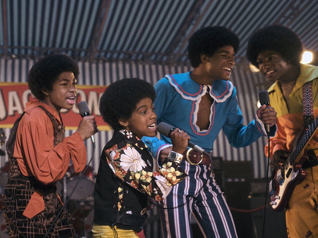 Judah Edwards as Young Tito, Jaylen Hunter as Young Marlon, Juliano Krue Valdi as Young MJ, Nathaniel McIntyre as Young Jackie and Jayden Harville as Young Jermaine in Michael. Photo Credit: Courtesy of Lionsgate