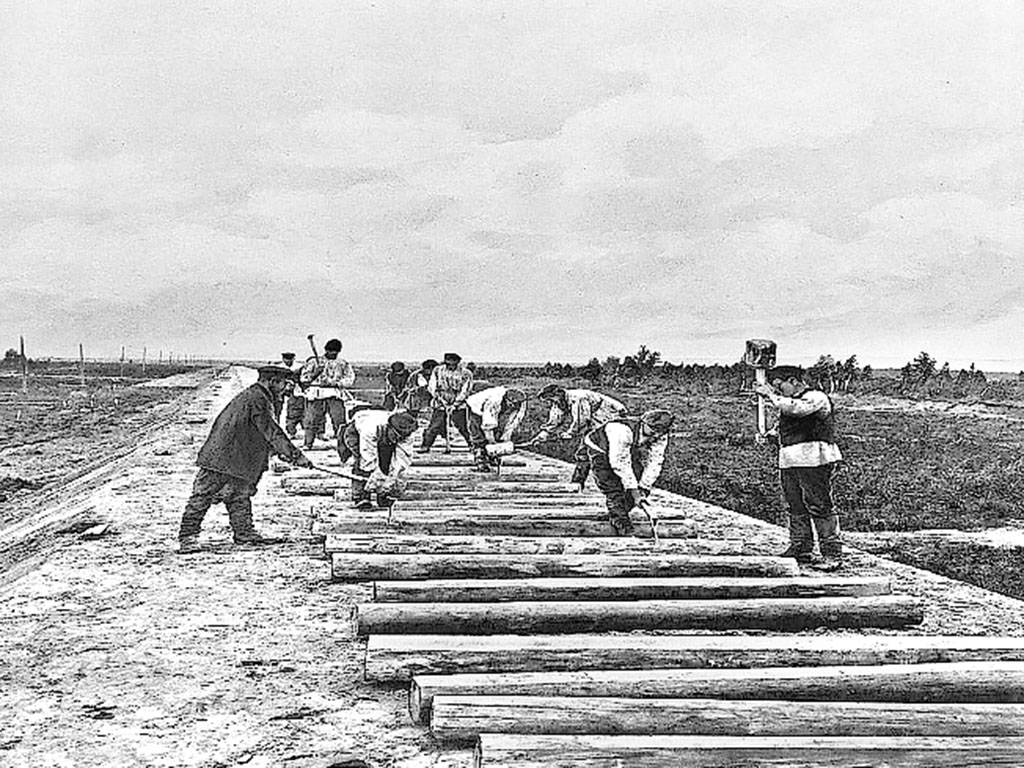 Зарубка шпал на участке Западно-Сибирской железной дороги, 1893 год