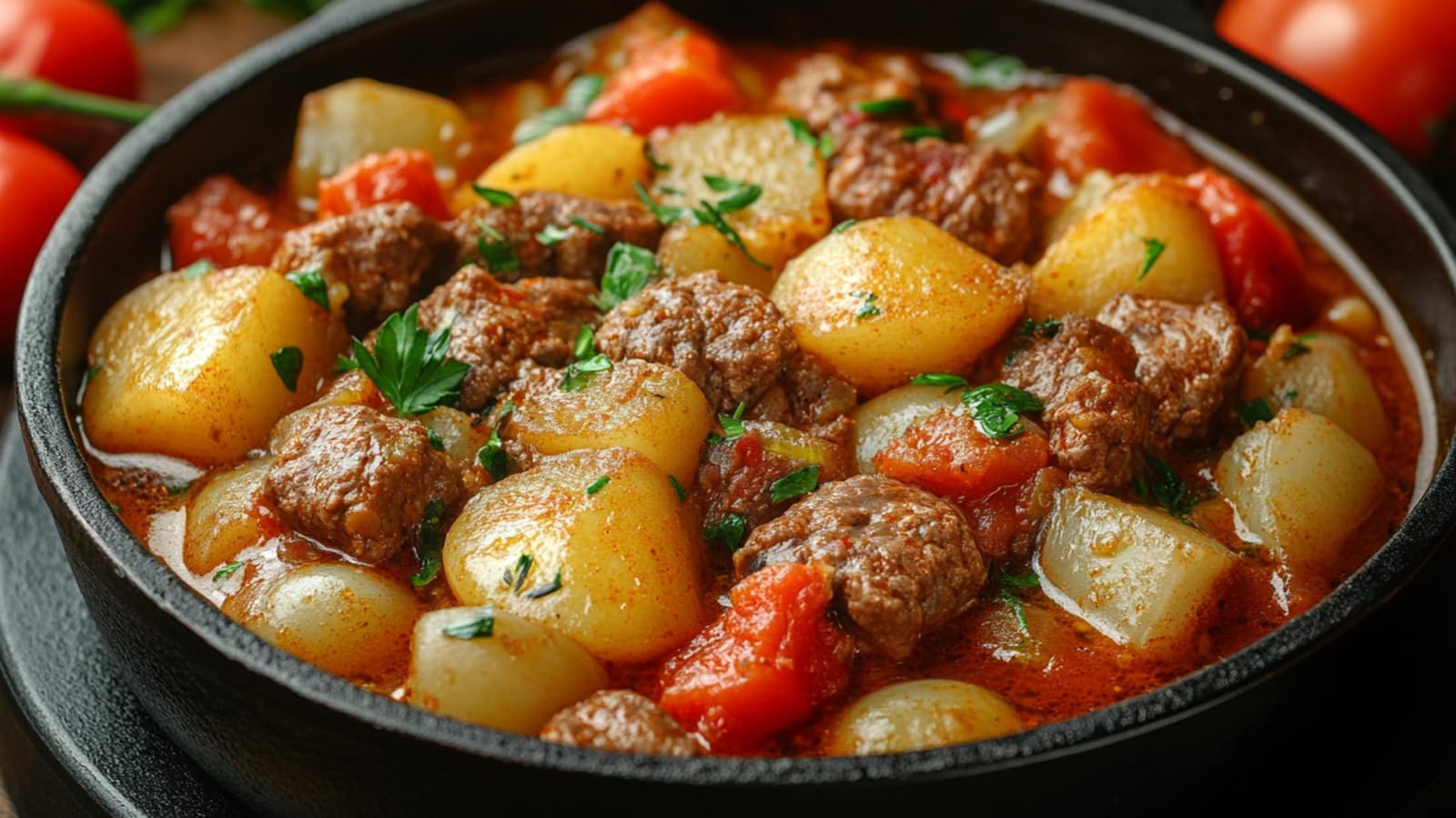 тушёная картошка с мясом