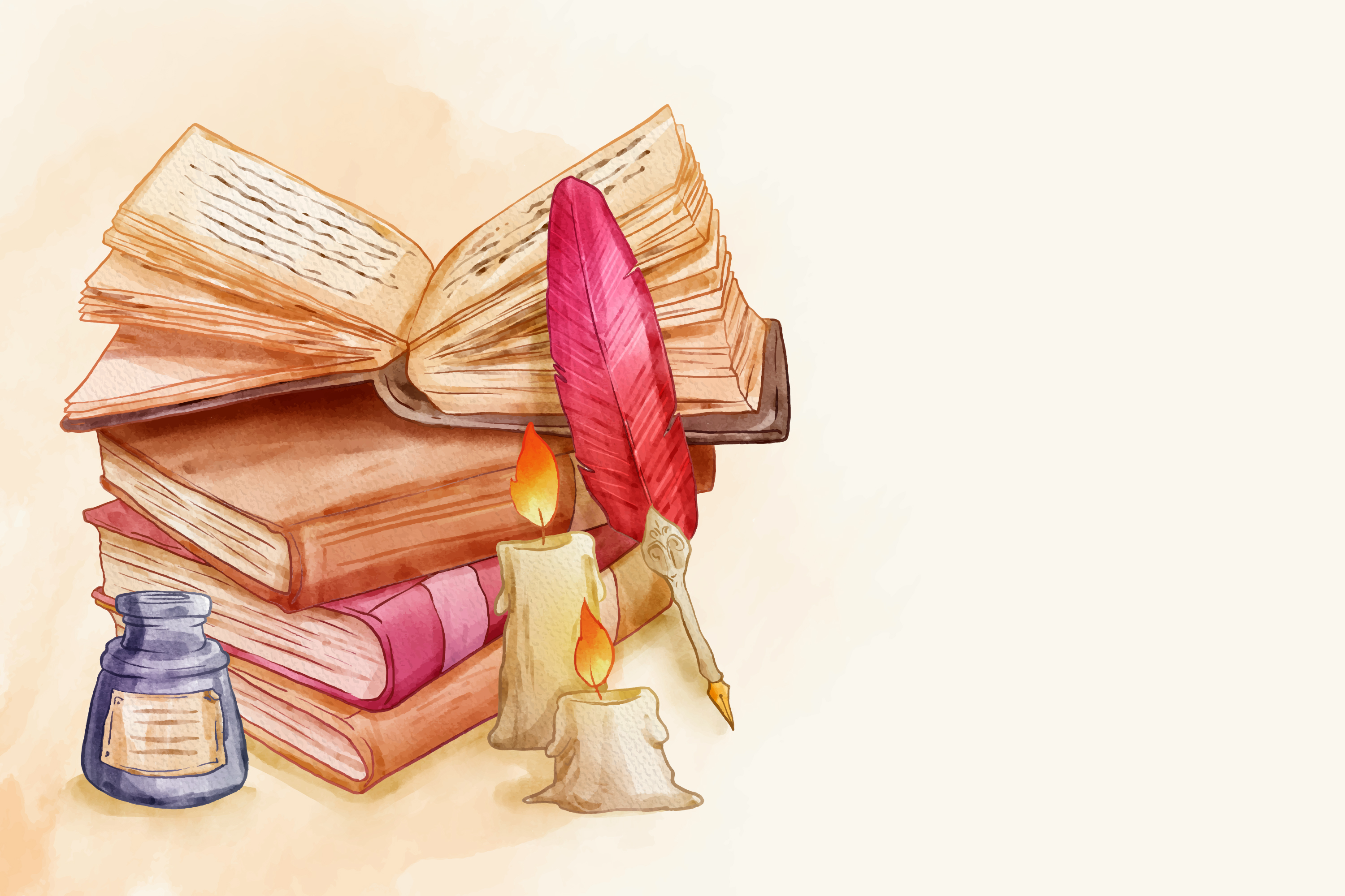 рисунок книги и писательское перо