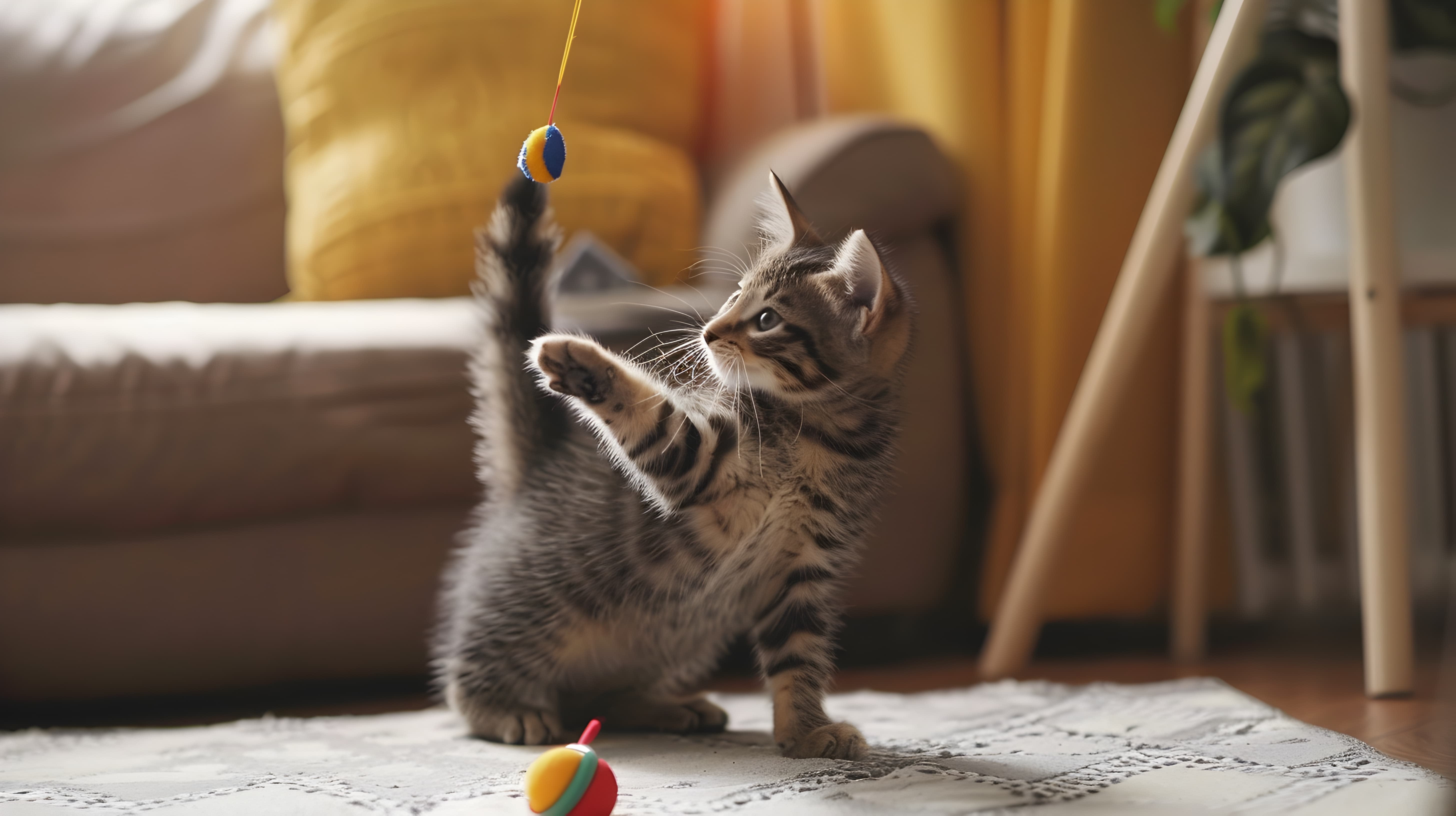 котенок играет