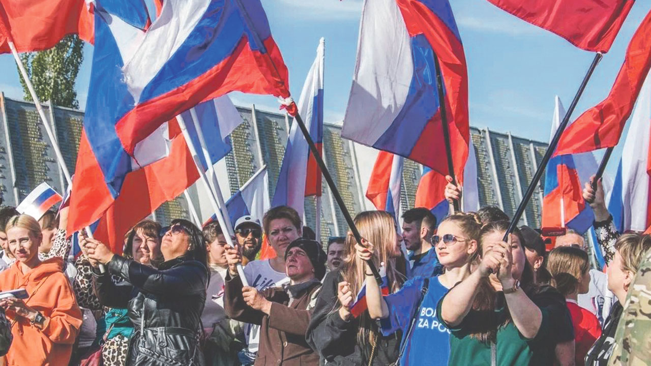 30 сентября 2022 года. Активисты движения «Донецкая Республика» на Саур-Могиле