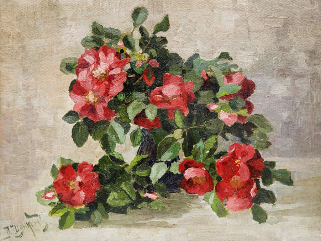 ЩАНКИН В.Н. ШИПОВНИК. 1910-е Холст на картоне, масло. 36×46