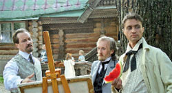 Евгений Герасимов (слева), Егор Новокшонов (справа, в роли художника Серова) на съёмках фильма